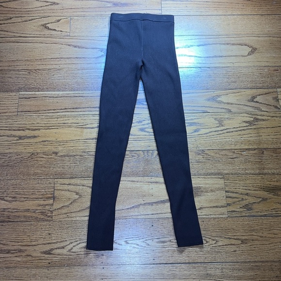 Babaton Brown Knit Ribbed Elevated Capsule Wardrobe Pull-on Leggings QQQ - Picture 4 of 5